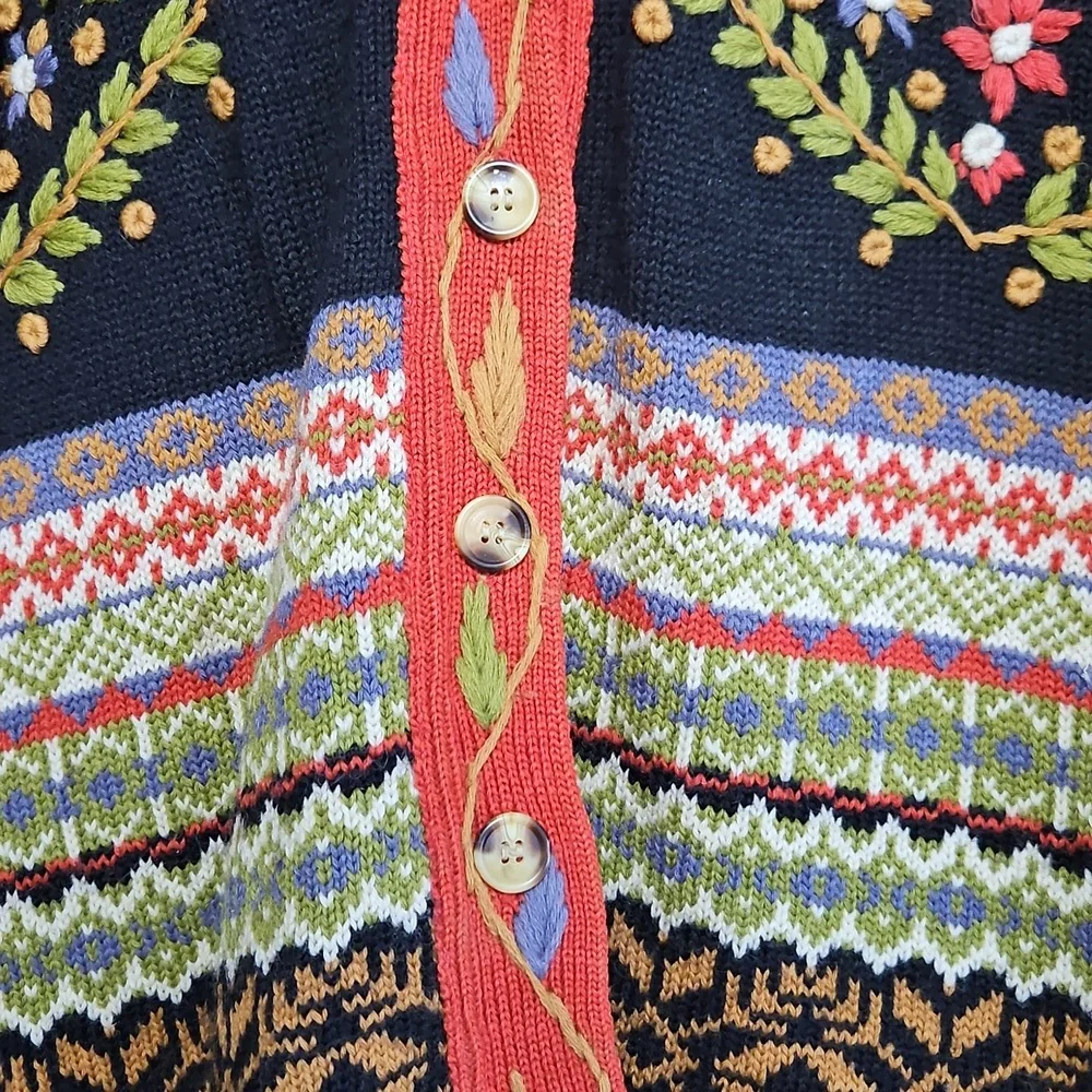 Vintage French Connection embroidered cardigan size medium